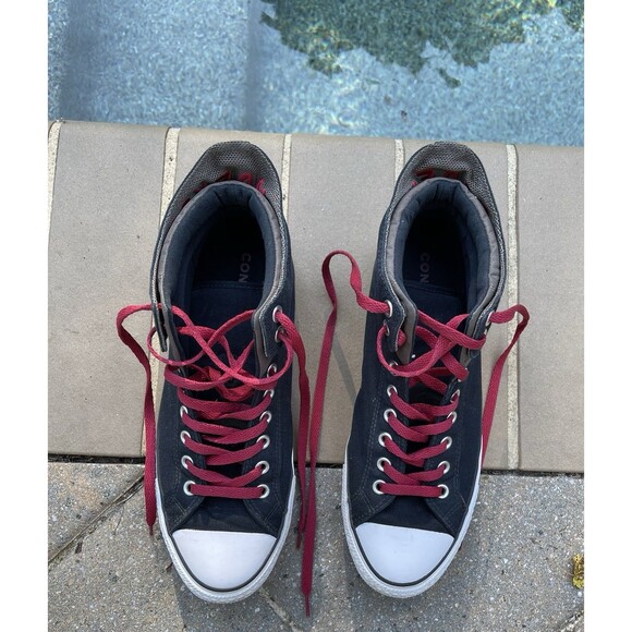 Converse Chuck Taylor All Star High Top Black Sneaker Red Logo & Laces M-10 W-12 - Picture 1 of 11